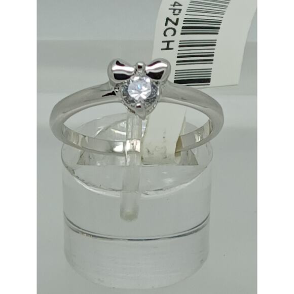 Vintage 0.25CT Charming Bow Solitaire White Gold Plated Stack Band Ring Size 8 - Picture 5 of 6